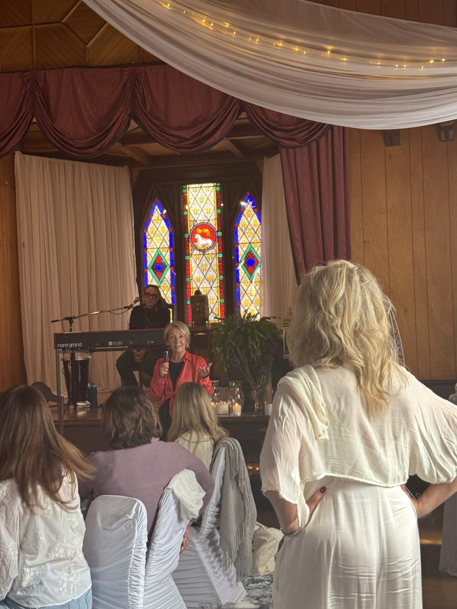 Crystal Andrus Morissette speaking to the circle at the Simply…Woman Retreat